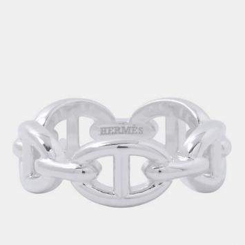 Pre Owned Hermes Chaine d'Ancre Anchene Ring Sterling Silver Women's Ring PM 