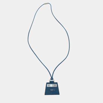 Pre Owned Hermes Monpetitkelly Pendant Blue Niloticus Lizard Necklace