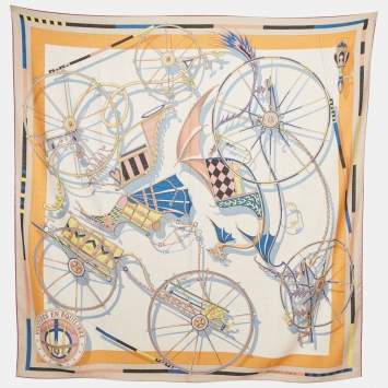 Pre Owned Hermes Multicolor Cashmere Blend Voitures en Equilibre Shawl 140 