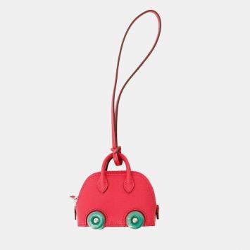 Pre Owned HERMES Bolide On-Wheel Bag Charm Rose Extreme/Vert Vertigo Chevre Myzore Goatskin