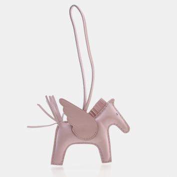 Pre Owned Hermes Mauve Sylvestre Milo Lambskin Rodeo Pegase Charm PM