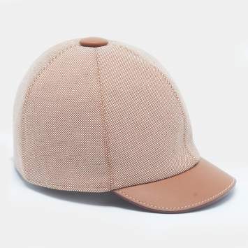 Pre Owned Hermes Brown Canvas Haras Plein Air Casual Cap Size 58
