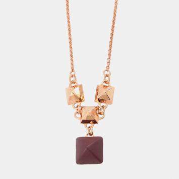 Pre Owned Hermes Disco Fauve Necklace Bordeaux Metal Swift Leather