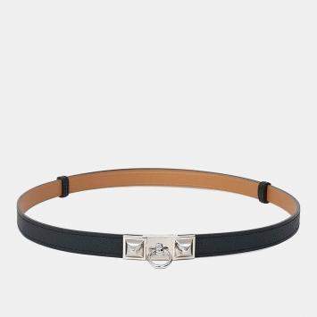 Pre Owned Hermès Medor Black Leather Belt (D)
