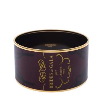 Pre Owned Hermes Brides De Gala Tattoo Printed Enamel Extra Wide Bangle Bracelet