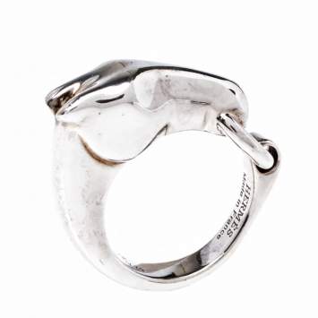 Pre Owned Hermès Sterling Silver Galop Ring Size EU 52