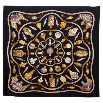 Pre Owned Hermes Black Qu'importe le Facon Silk Scarf