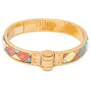 Pre Owned Hermès Romantique Bolduc au Carré Enamel Hinged Bracelet GM 