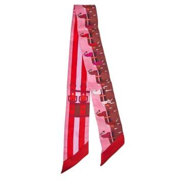 Pre Owned Hermes Pink Rocabar Silk Twilly Scarf