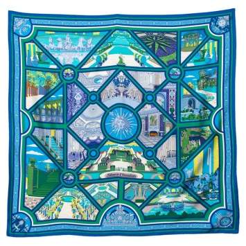 Pre Owned Hermès Blue & Green Flanerie a Versailles Silk Square Scarf