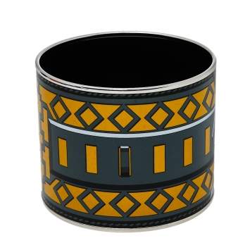 Pre Owned Hermès Bicolor Collier De Chien Print Enamel Mega Wide Bracelet