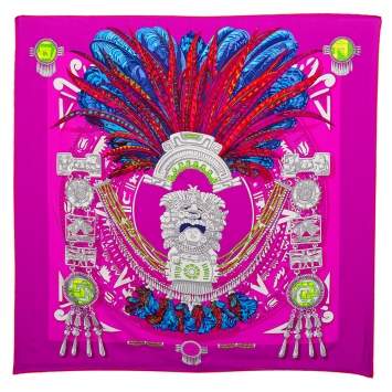 Pre Owned Hermes Purple Mexique Silk Scarf