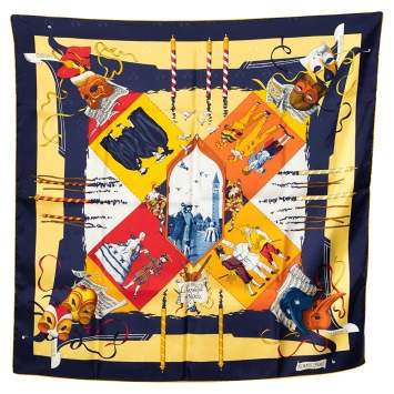 Pre Owned Hermes Multicolor Le Carnaval De Venise Printed Silk Square Scarf