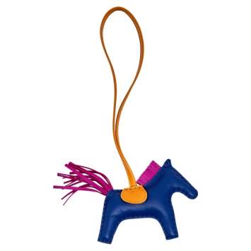 Pre Owned Hermès Blue Milo Lambskin Rodeo Bag Charm