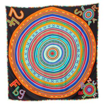 Pre Owned Hermès Multicolored Logo Printed Silk Scarf 