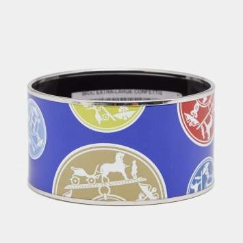 Pre Owned Hermès Multicolor Confettis D'Ex Libris Enamel Extra Wide Bracelet