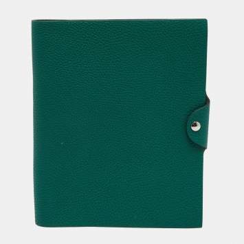 Pre Owned Hermes Menthe Clemence Leather Ulysee MM Agenda/Notebook 