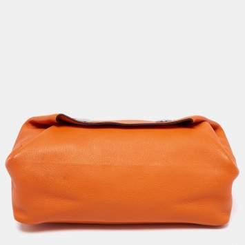 Pre Owned Hermes Orange Leather BePop MM Pouch