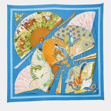 Pre Owned Hermes Blue Brise De Charme Printed Silk Square Scarf