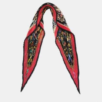 Pre Owned Hermes Multicolor Pierre D'Orient et D'occident Printed Silk Plisse Scarf