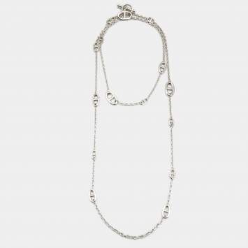 Pre Owned Hermes Farandole Sterling Silver Long Toggle Necklace