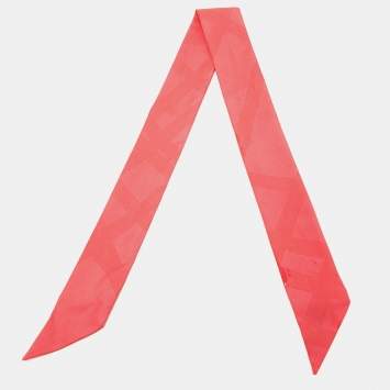 Pre Owned Hermes Pink Bolduc Ribbon Silk Twilly Scarf