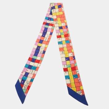 Pre Owned Hermès Multicolor Bolduc Au Carre Silk Twilly