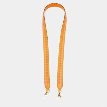 Pre Owned Hermes Apricot/Rose Azalee/Gold Epsom Leather Tressage De Cuir Bag Strap