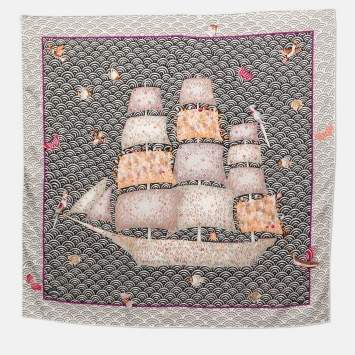 Pre Owned Hermes Multicolor Bateau Fleuri Silk Square Scarf