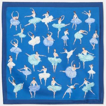 Pre Owned Hermes Navy Blue Ballet Dancer Printed Silk Square Handkerchief