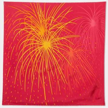 Pre Owned Hermes Pink Pluie D'Etincelles Printed Silk Handkerchief