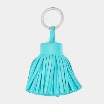 Pre Owned Hermes Sea Green Lambskin Leather Carmen Tassel Keychain