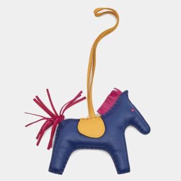 Pre Owned Hermes Tri Color Leather GriGri Rodeo Horse Bag Charm MM