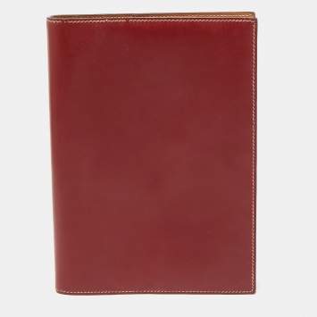 Pre Owned Hermes Rogue H/Vache Naturel Box Leather Globe Trotter Agenda Cover 