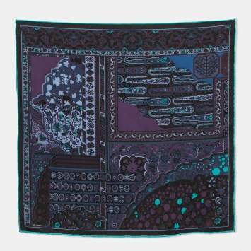 Pre Owned Hermes Purple Tapis Persan Zoom Silk Gavroche Scarf