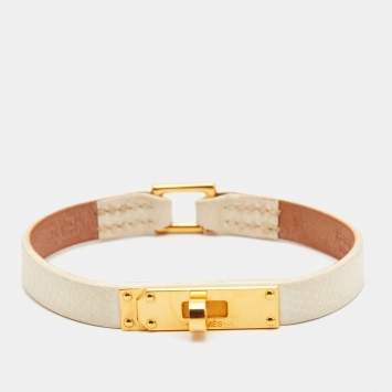 Pre Owned Hermes Kelly Mini II Leather Gold Tone Bracelet