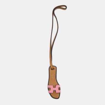 Pre Owned Hermes Natural/Mauve Sylvester Swift and Epsom Leather Oran Nano Charm