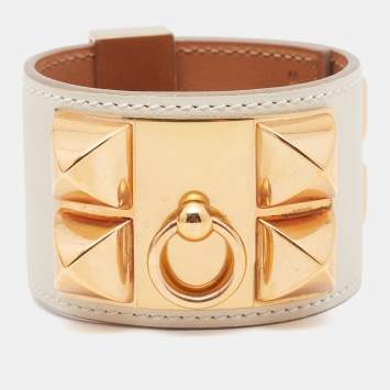 Pre Owned Hermès Collier de Chien Nata Leather Cuff Bracelet