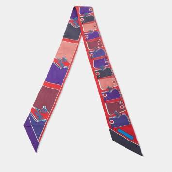 Pre Owned Hermes Red Camails Silk Twilly Scarf