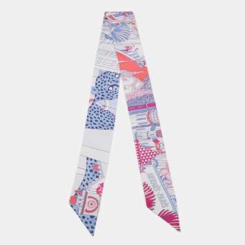 Pre Owned Hermes Bleu/Ciel Rose Animapolis Silk Twilly