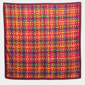 Pre Owned Hermes Maroon Bolduc au Carre Silk Scarf