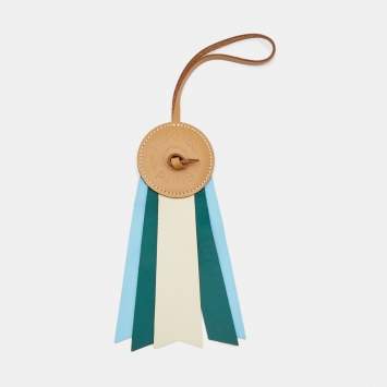 Pre Owned Hermes Craie/Malachite/Celeste Vache Hunter and Milo Leather Paddock Flot Bag Charm