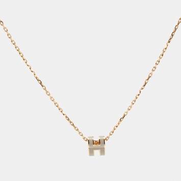 Pre Owned Hermès Pop H Enamel Gold Plated Pendant Necklace