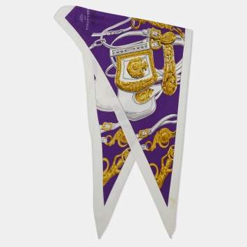 Pre Owned Hermes Purple/White Brides d Gala Silk Triangle Scarf