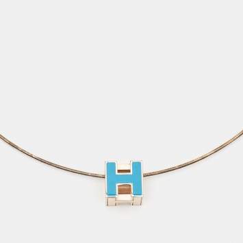 Pre Owned Hermes Cage d'H Gold Plated Silver Pendant Necklace