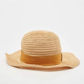 Pre Owned Hermès Beige Hemp Summer Hat Size 56