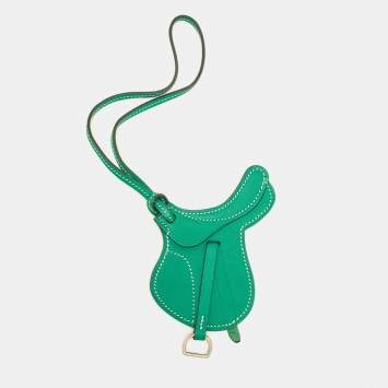 Pre Owned Hermes Vert Vertigo Swift Leather Paddock Selle Charm Bag