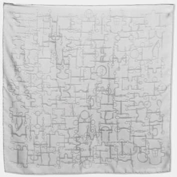 Pre Owned Hermes Grey Jacquard Silk Square Scarf