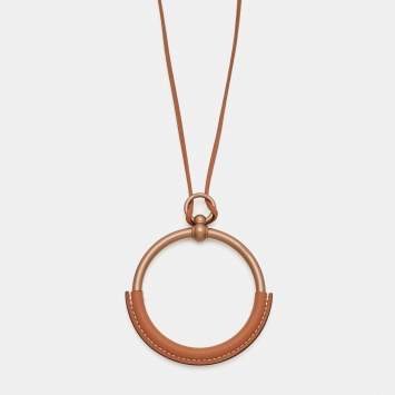 Pre Owned Hermès Loop Pendant Leather Two Tone Necklace