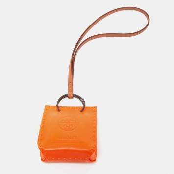 Pre Owned Hermès Orange Milo Swift Leather Bag Charm